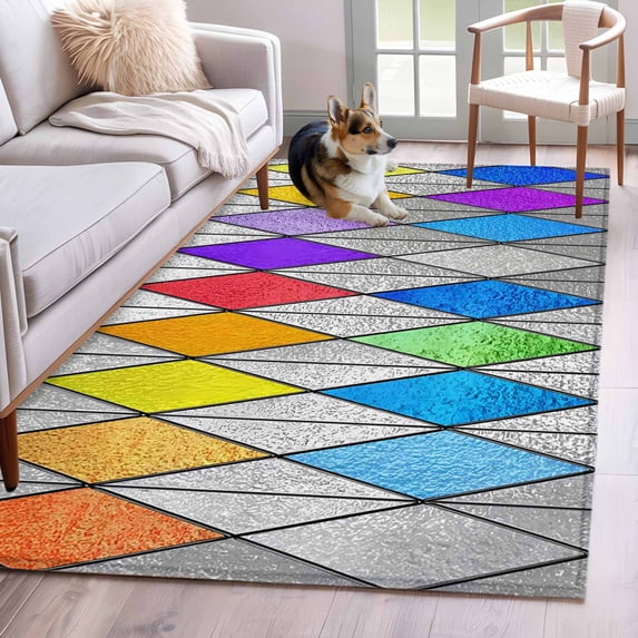 Area Rug 4x6ft, Abstract Retro Colorful Glasses Washable Rugs for ...