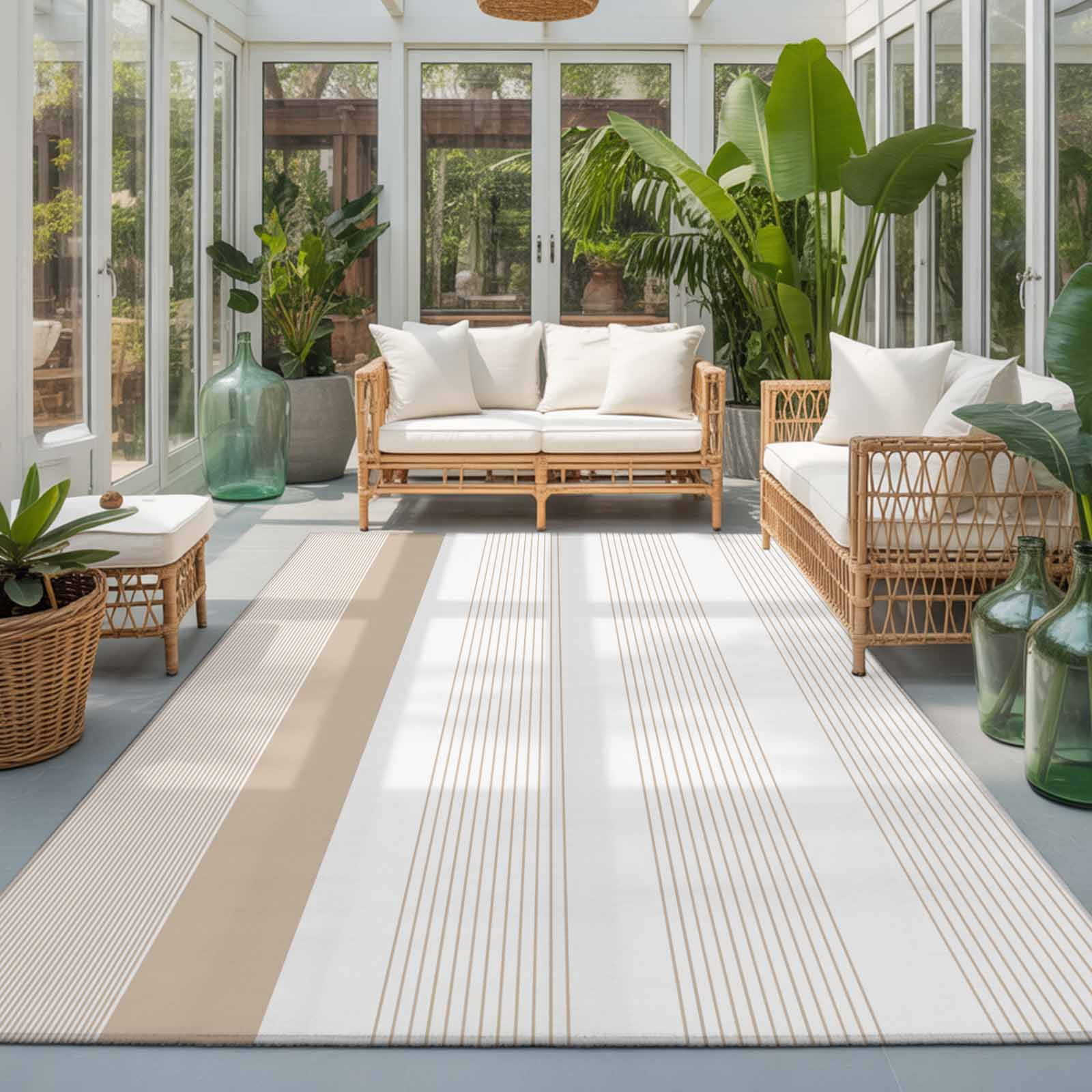 Area Rug 4x6ft, Abstract Stripes Gradient Brown Washable Rugs for ...