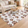Area Rug 4x6ft, Brown Dog Paw Prints Low Pile Washable Rugs for ...