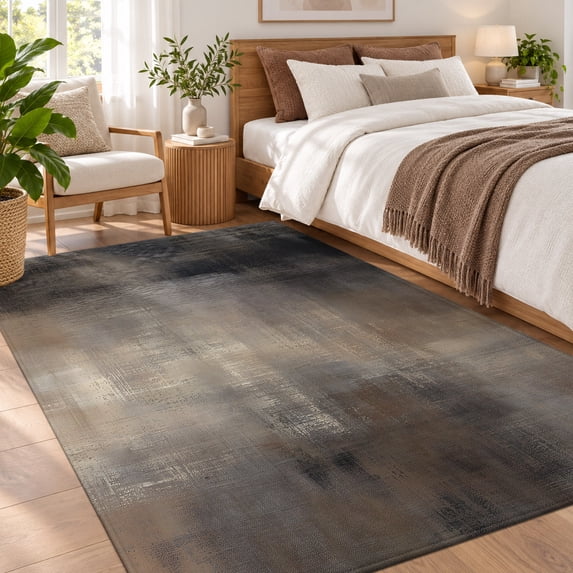 Area Rug 4x6ft, Brown Non Slip Low Pile Area Rugs for Bedroom, Modern ...