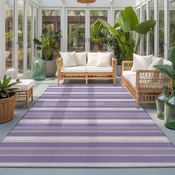 Area Rug 4x6ft, Country Purple Gradient Stripe Washable Rugs for Living Room Bedroom, Modern Geometric Line Soft Non-slip Area Rugs Rectangle Floor Carpet for Dining Room