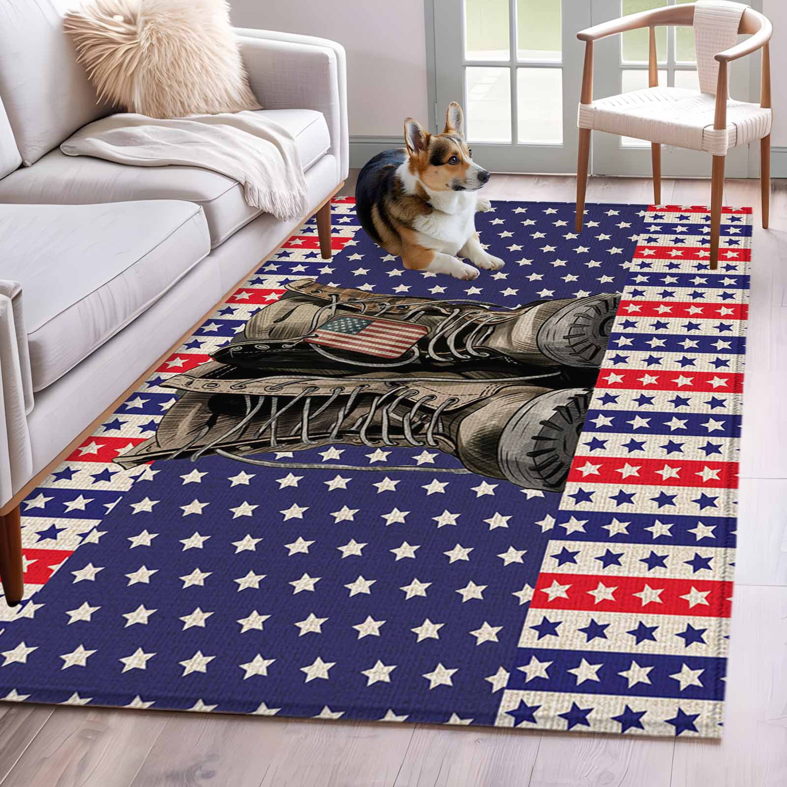 Area Rug 4x6ft, Independence Day American Flag Washable Rugs for Living ...