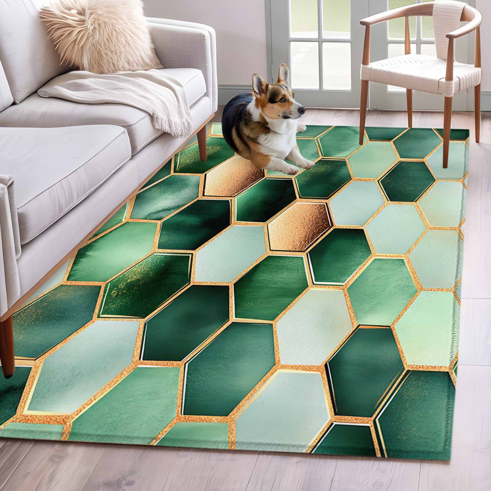Gradient Area Rug Area Rug 4x6ft, Modern Geometric Gradient Hexagon Washable Rugs for ...