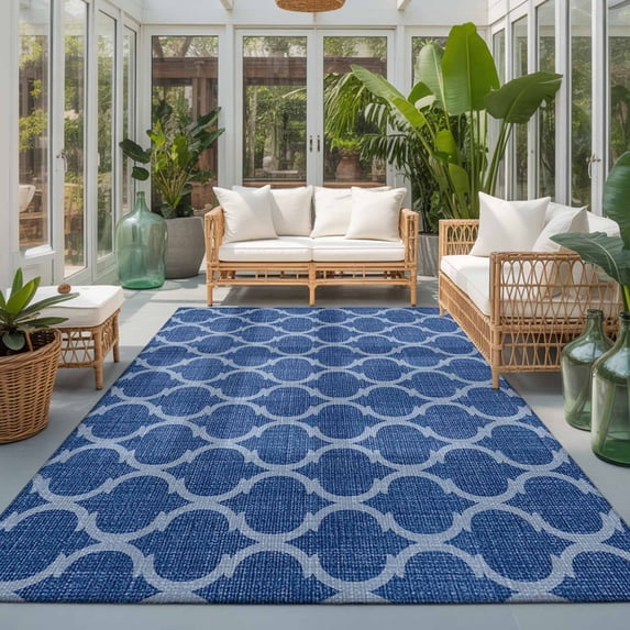 Area Rug 4x6ft, Moroccan Blue Geometric Washable Rugs for Living Room ...
