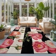 Area Rug 4x6ft, Pink Flower Peony Rose Retro Linen Washable Rugs for ...