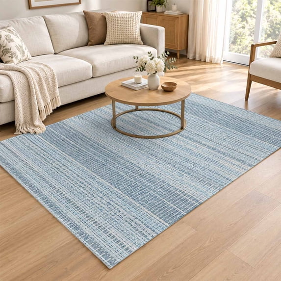 Area Rug 4x6ft, Rustic Haze Blue Low Pile Washable Rugs for Entryway ...