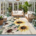Area Rug 4x6ft, Summer Sunflower Retro Letter Back Washable Rugs for ...