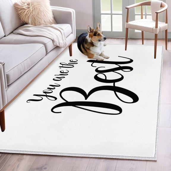 Area Rug 4x6ft, You Are The Best Quote Washable Rugs for Living Room Bedroom, Signs Art Positive Quotes Soft Non-slip Area Rugs Rectangle Floor Carpet for Dining Room