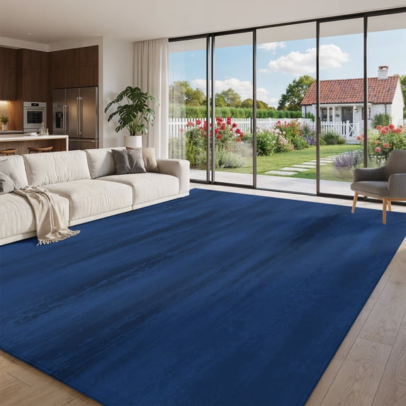 Area Rug 5 x 7 Washable, Navy Blue Texture Rugs for Living Room Bedroom ...