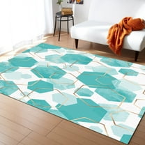 Area Rug 5'x7' Black Overlay Geometric Washable Area Rugs Non Shedding Floor Carpet Rubber Backing Non-Slip Indoor Mats for Living Room Bedroom Kitchen