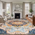 thumbnail image 1 of Area Rug 5'x7', Blue Non-slip Runner Rug Carpet for Bedside, Ethnic Middle Century Geometric Abstract Western Washable Outdoor Indoor Area Rugs Mat for Entryway/Living Room/Bedroom/Kitchen/Office, 1 of 9