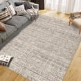 thumbnail image 1 of Area Rug 5'x7' Boho Textured Design Living Room Non Slip Low-Pile Soft Tribal Print Bedroom Rug Stain Resistant Playroom Carpet Office Beige, 1 of 7