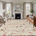 thumbnail image 1 of Area Rug 5'x7', Flowers Birds Non-slip Runner Rug Carpet for Bedside, Country Retro Botanical Floral Branches Washable Outdoor Indoor Area Rugs Mat for Entryway/Living Room/Bedroom/Kitchen/Office, 1 of 9