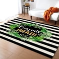 thumbnail image 1 of Area Rug 5'x7' Graduation Season Green Leaves Garland Black White Stripes Washable Area Rugs Non Shedding Floor Carpet Rubber Backing Non-Slip Indoor Mats for Living Room Bedroom Kitchen, 1 of 1