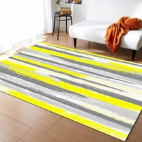 Area Rug 5'x8' Abstract Geometric Yellow Gray Oil Painting Washable Area Rugs Non Shedding Floor Carpet Rubber Backing Non-Slip Indoor Mats for Living Room Bedroom Kitchen
