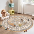 thumbnail image 1 of Toyoso 5x5 Round Area Rug, Heritage Medallion Silicone Carpet, 0.25 inch Slim Machine Washable Non Slip Floor Covering for Reading Nooks and Entrances, Low Pile Vintage Circular Rug, Burnt Orange, 1 of 9