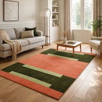 Tufted Wool Rug – Handmade Abstract Area Rug, Modern Gray Green Carpet ...