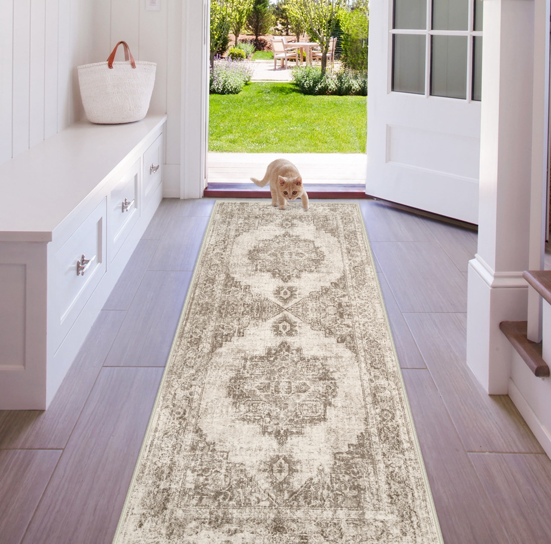 Runner Rug 2x6 Boho Geometric Area Rug: Small Washable Kitchen Rug ...