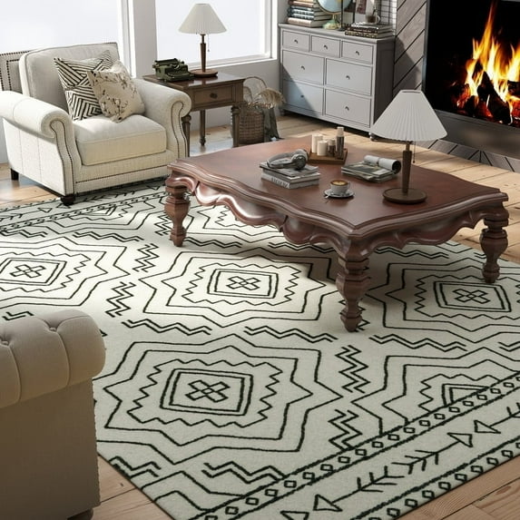 Area Rug 5x7 Washable Rug Dark Brown Vintage Traditional Distressed Thin Retro Kitchen Indoor Floor Cover Non Slip Carpet Floral Print Mat Living Room Bedroom Dining Room