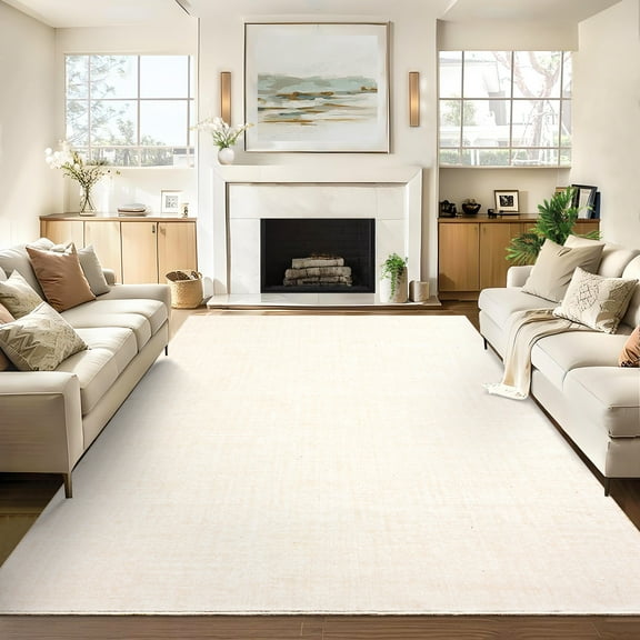 Area Rug 5x7 Washable Rug Solid Color Rug Modern Beige Rug with Non Slip Backing, Plain Rug, Distressed Accent Rug for Living Room, Bedroom, Stain Resistant Soft Thin Rug