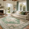 thumbnail image 1 of Toyoso 5x7 Traditional Medallion Area Rug - Antique Emerald Green & Amber Silicone Rug, Washable Indoor Floor Rug, 0.25" Slim Low-Pile Non-Slip Rug for Master Bedroom and Home Office Space Decor, 1 of 9