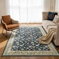 thumbnail image 1 of Toyoso 5x7 Premium Vintage Floral Area Rug, Midnight Navy & Rose Carpet, 0.25" Slim Machine Washable Indoor Floor Rug, Non-Slip Heritage Traditional Pattern Rug for Master Bedroom, 1 of 9