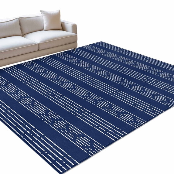Area Rug 5x7ft Navy Blue Boho Washable Area Rugs for Living Room ...