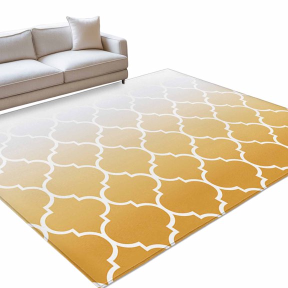 Area Rug 5x7ft Orange Ombre Gradual Color Washable Area Rugs for Living Room Morocco Pattern Non Slip Floor Carpet Mat for Kitchen Entryway Bathroom Office Home Decor