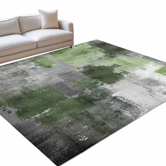 Area Rug 5x7ft Sage Green Gray Block Washable Area Rugs for Living Room Modern Abstract Art Non Slip Floor Carpet Mat for Kitchen Entryway Bathroom Office Home Decor