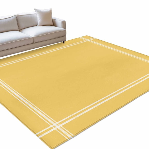 Area Rug 5x7ft Solid Yellow Color Washable Area Rugs for Living Room Yellow Vintage Non Slip Floor Carpet Mat for Kitchen Entryway Bathroom Office Home Decor