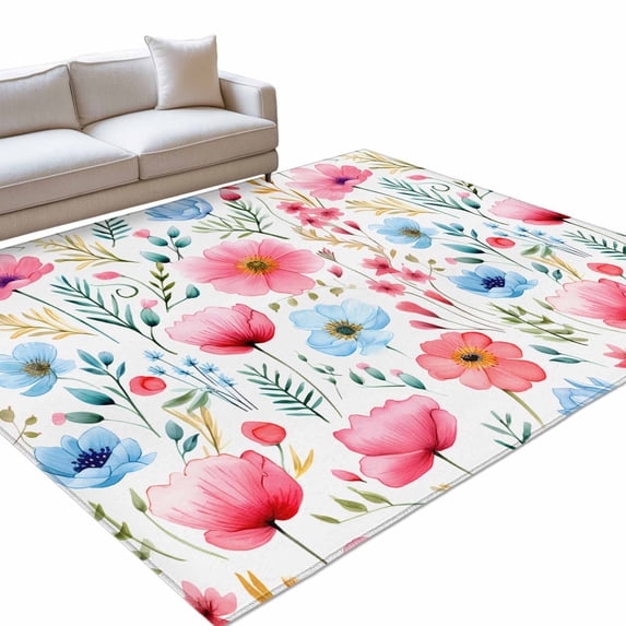 Area Rug 5x7ft Watercolor Flowers Washable Area Rugs for Living Room ...