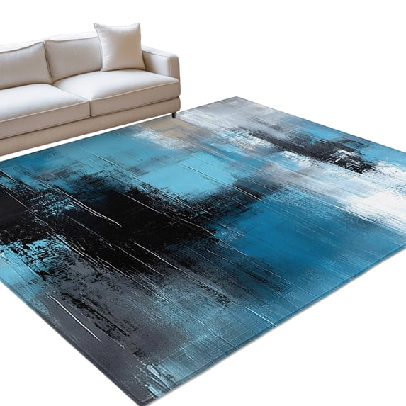 Area Rug 5x7ft White Blue Black Oil Painting Washable Area Rugs for ...
