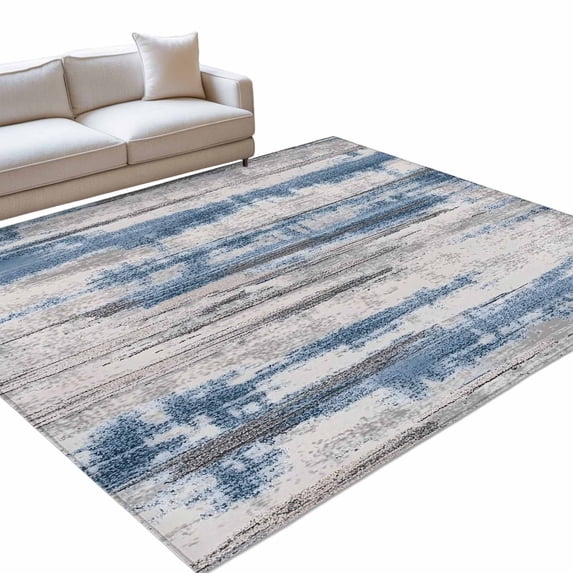 Area Rug 5x7ft White Blue Painting Washable Area Rugs for Living Room ...