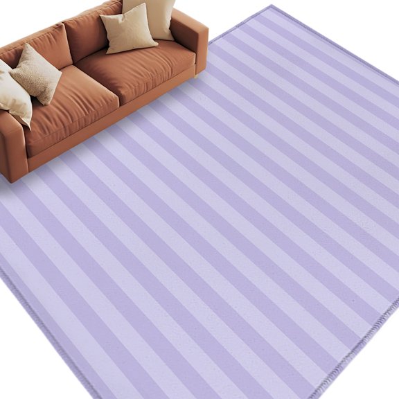 Area Rug 5x8ft, Country Lavender Purple Line Washable Rugs for Living Room Bedroom, Modern Minimalist Stripe Soft Non-slip Area Rugs Rectangle Floor Carpet for Dining Room