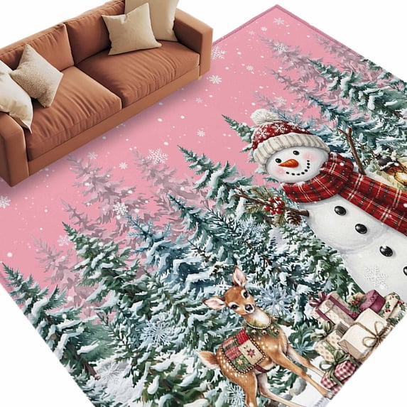 Area Rug 5x8ft, Cute Snowman Deer Washable Rugs for Living Room Bedroom ...