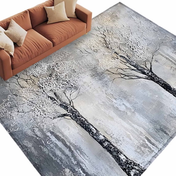 Area Rug 5x8ft, Retro Tree Trunk Mottled Washable Rugs for Living Room ...