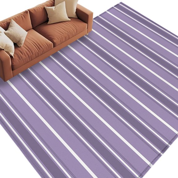 Area Rug 5x8ft, Rustic Purple Gradient Stripe Washable Rugs for Living Room Bedroom, Modern Minimalist Line Style Soft Non-slip Area Rugs Rectangle Floor Carpet for Dining Room