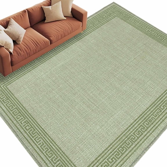 Area Rug 5x8ft, Sage Green Ethnic Pattern Washable Rugs for Living Room Bedroom, Abstract Greece Back Pattern Soft Non-slip Area Rugs Rectangle Floor Carpet for Dining Room