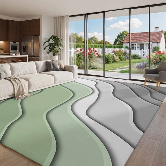 Area Rug 5x8ft, Sage Green Grey Ombre Non Slip Area Rugs for Bedroom ...