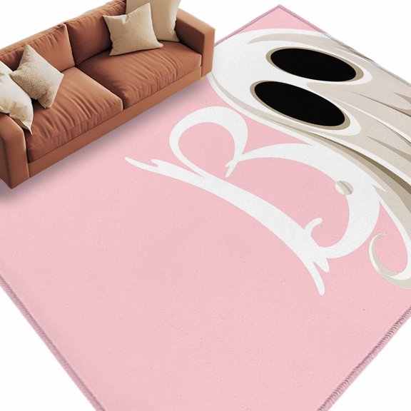 Area Rug 5x8ft, Scary Halloween Ghost Washable Rugs for Living Room Bedroom, Boo White Pink Soft Non-slip Area Rugs Rectangle Floor Carpet for Dining Room