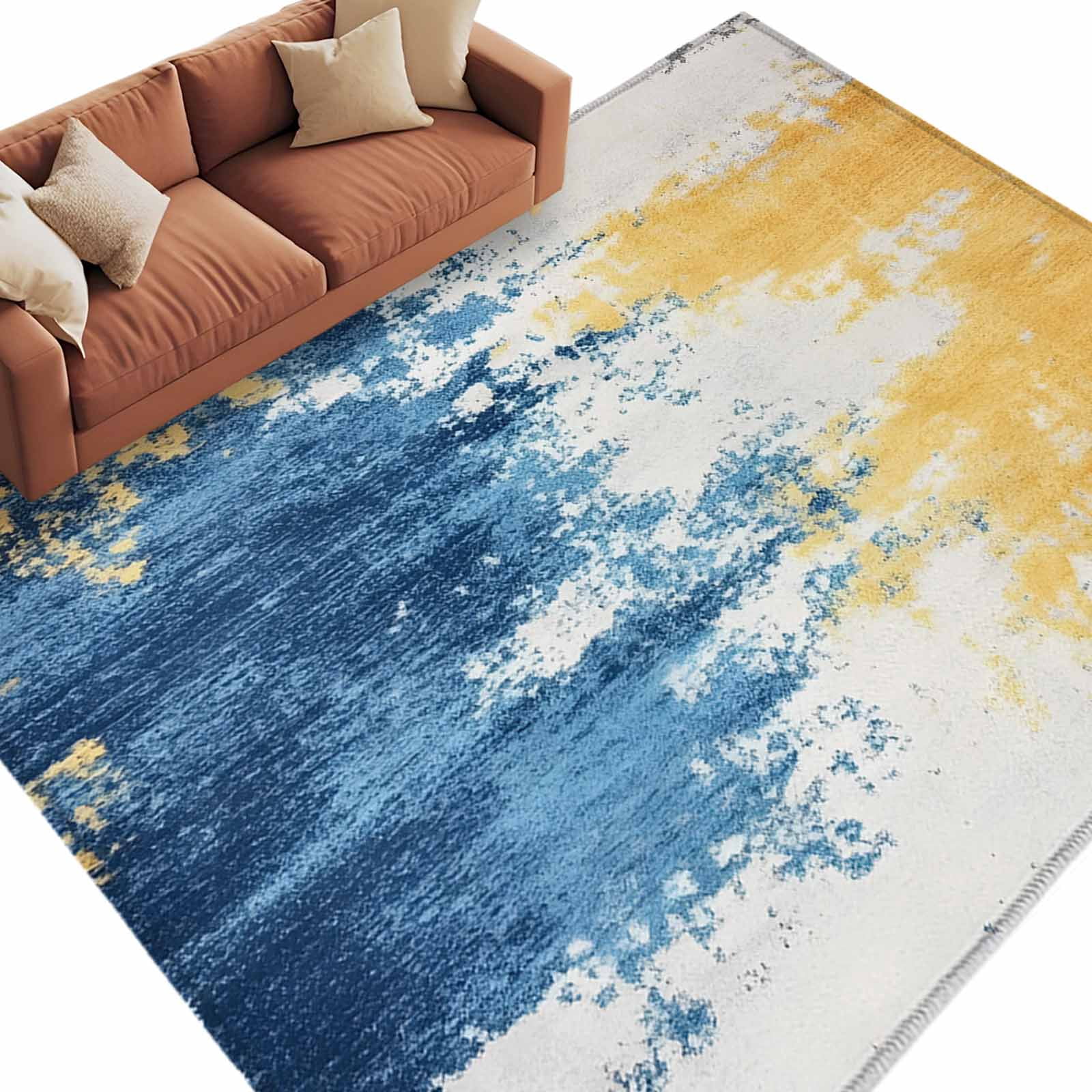 Area Rug 5x8ft, Vintage Blue Gradient Abstract Art Washable Rugs for ...