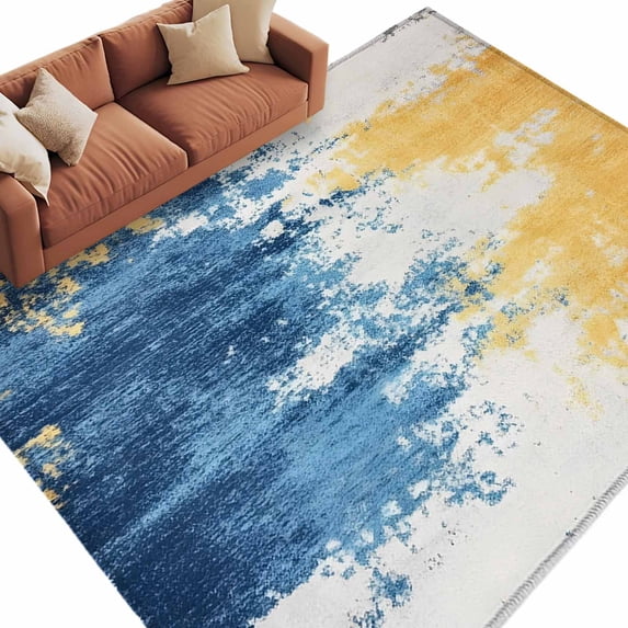 Area Rug 5x8ft, Vintage Blue Gradient Abstract Art Washable Rugs for ...