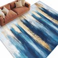 thumbnail image 1 of Area Rug 60×96in, Abstract Blue Gradient Gold Foil Floor Carpet Living Room Rug, Watercolor Oil Painting Art Non-Slip Welcome Mat Indoor Rugs for Bedroom Dining Room, 1 of 9