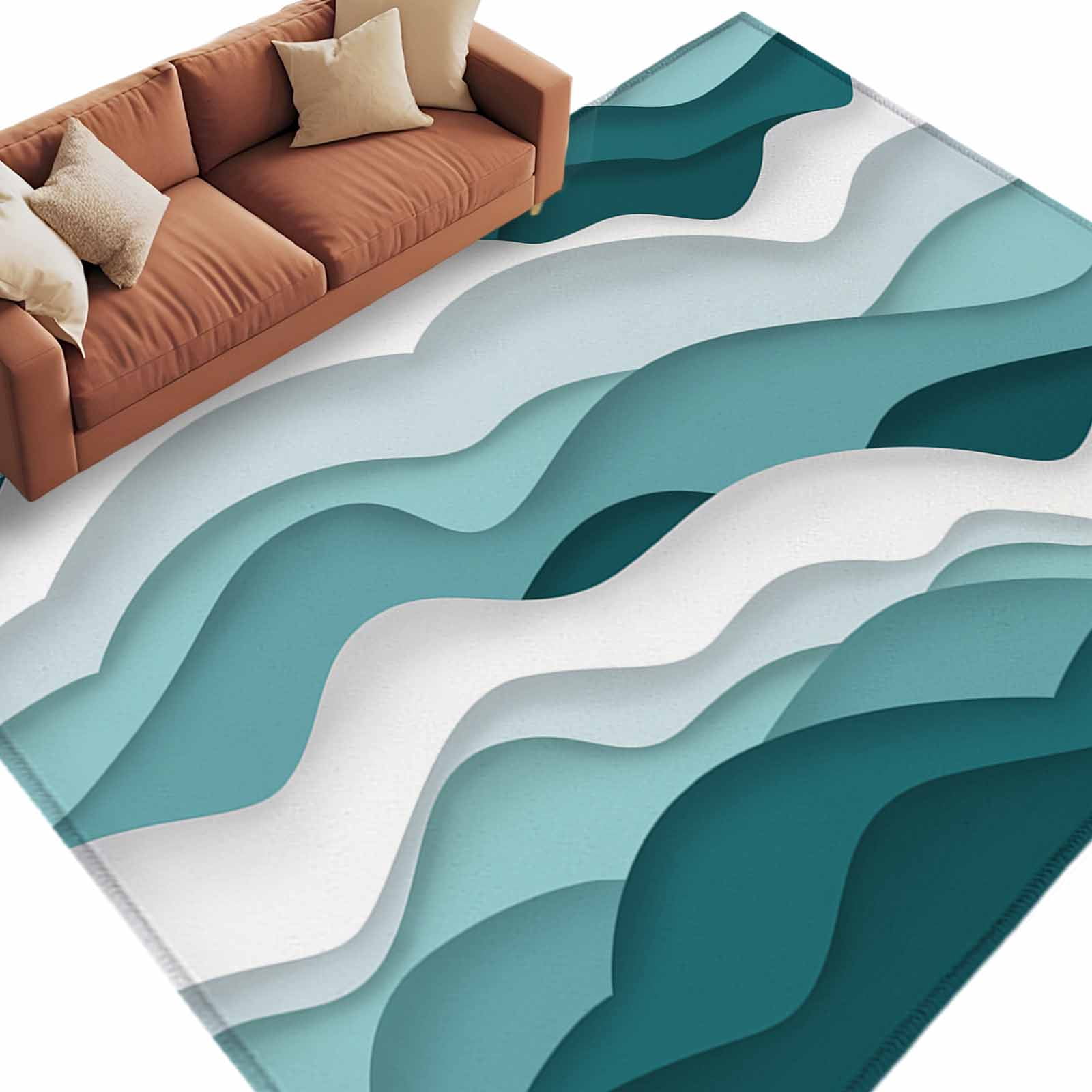 Area Rug 60×96in, Abstract Ocean Sea Wave Floor Carpet Living Room Rug ...