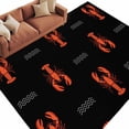 thumbnail image 1 of Area Rug 60×96in, Abstract Red Lobster on Black Floor Carpet Living Room Rug, Ocean Waves Marine Life Non-Slip Welcome Mat Indoor Rugs for Bedroom Dining Room, 1 of 9