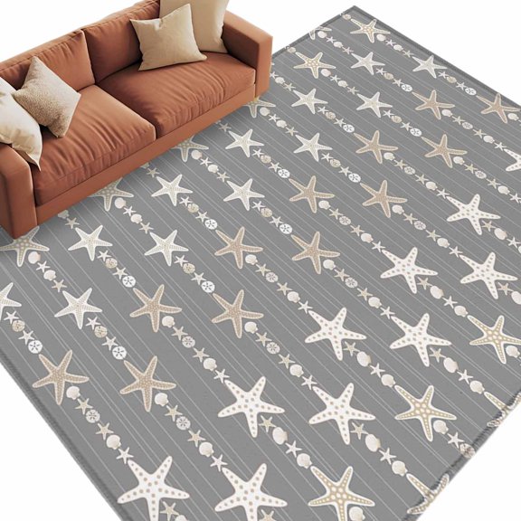 Area Rug 60×96in, Abstract Star Art Floor Carpet Living Room Rug, Pentagram on Gray Background Non-Slip Welcome Mat Indoor Rugs for Bedroom Dining Room