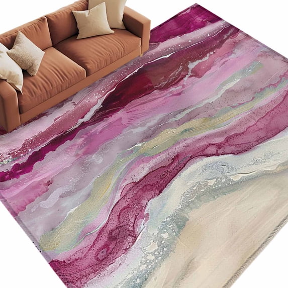 Area Rug 60×96in, Abstract Summer Wave Coastal Spray Beach Floor Carpet ...