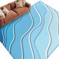 thumbnail image 1 of Area Rug 60×96in, Blue Gradient Stripe Abstract Geometric Floor Carpet Living Room Rug, Water Ripple Ocean Ombre Non-Slip Welcome Mat Indoor Rugs for Bedroom Dining Room, 1 of 9