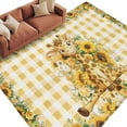 thumbnail image 1 of Area Rug 60×96in, Children's Day Cute Giraffe Floor Carpet Living Room Rug, Farm Sunflowers Yellow Plaid Non-Slip Welcome Mat Indoor Rugs for Bedroom Dining Room, 1 of 9