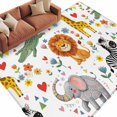 thumbnail image 1 of Area Rug 60×96in, Children's Day Lion Elephant Floor Carpet Living Room Rug, Giraffe Zebra Crocodile Non-Slip Welcome Mat Indoor Rugs for Bedroom Dining Room, 1 of 9